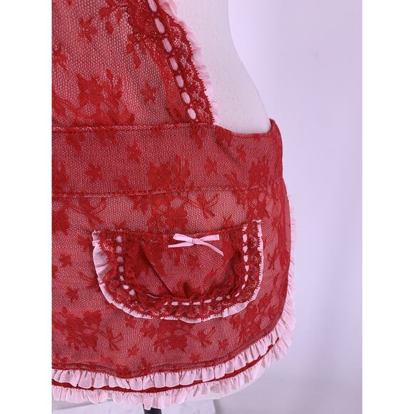 Victoria's Secret 36C Red Lace French Maid Valentines Coquette - Picture 5 of 12